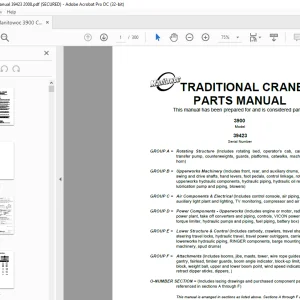 Manitowoc Traditional Crane 3900 Parts Manual SN 39423 - PDF DOWNLOAD