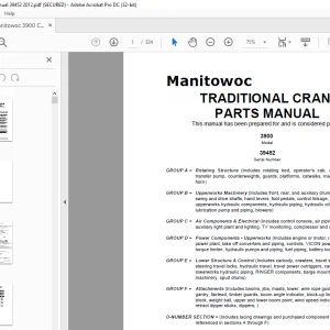 Manitowoc Traditional Crane 3900 Parts Manual SN 39452 - PDF DOWNLOAD