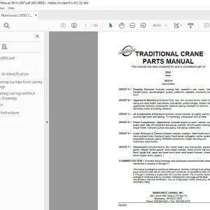 Manitowoc Traditional Crane 3900 Parts Manual SN 39514 PDF