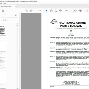 Manitowoc Traditional Crane 3900 Parts Manual SN 39544 - PDF DOWNLOAD