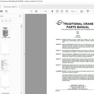 Manitowoc Traditional Crane 3900 Parts Manual SN 39544 PDF