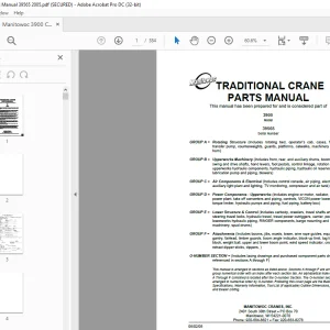 Manitowoc Traditional Crane 3900 Parts Manual SN 39565 PDF