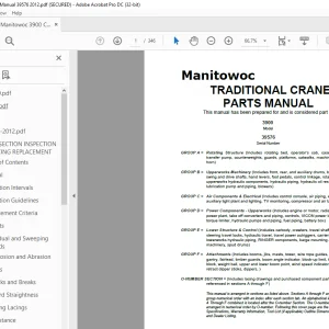 Manitowoc Traditional Crane 3900 Parts Manual SN 39576 PDF