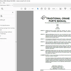 Manitowoc Traditional Crane 3900 Parts Manual SN 39603  PDF