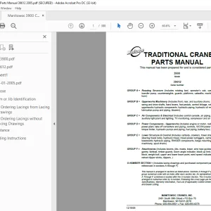 Manitowoc Traditional Crane 3900 Parts Manual SN 39612 - PDF DOWNLOAD
