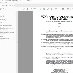 Manitowoc Traditional Crane 3900 Parts Manual SN 39621 - PDF DOWNLOAD