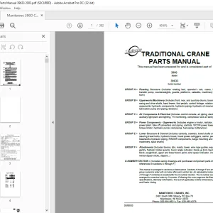 Manitowoc Traditional Crane 3900 Parts Manual SN 39633  - PDF DOWNLOAD