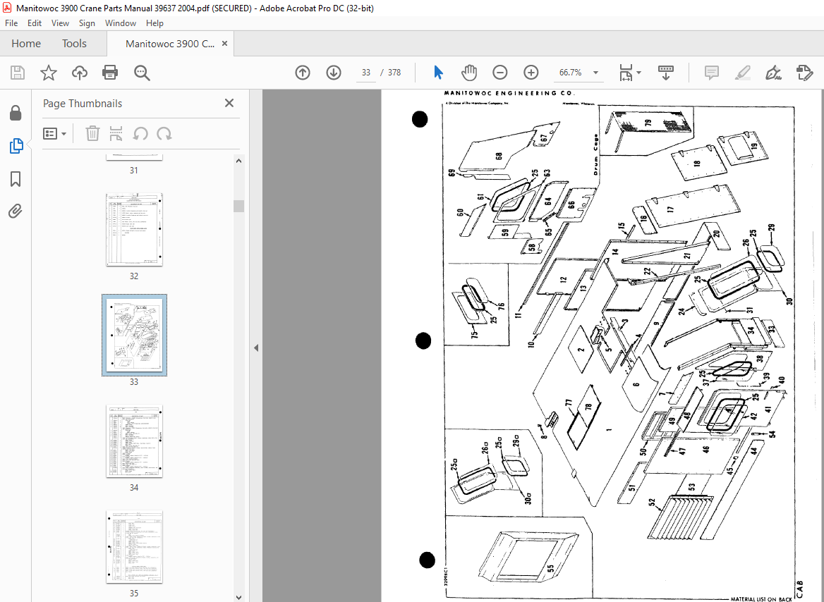 Manitowoc Traditional Crane 3900 Parts Manual SN 39637 - PDF DOWNLOAD ...