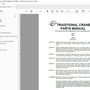 Manitowoc Traditional Crane 3900 Parts Manual SN 39638 PDF