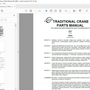 Manitowoc Traditional Crane 3900 Parts Manual SN 39648 - PDF DOWNLOAD