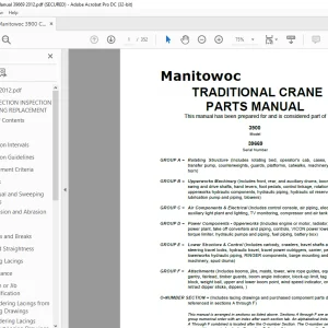 Manitowoc Traditional Crane 3900 Parts Manual SN 39669 - PDF DOWNLOAD