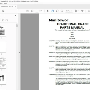 Manitowoc Traditional Crane 3900 Parts Manual SN 39701 - PDF DOWNLOAD