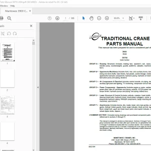 Manitowoc Traditional Crane 3900 Parts Manual SN 39755 PDF