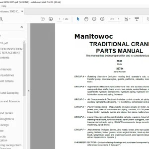 Manitowoc Traditional Crane 3900 Parts Manual SN 39794 - PDF DOWNLOAD