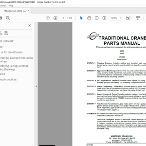 Manitowoc Traditional Crane 3900 Parts Manual SN 39800 - PDF DOWNLOAD