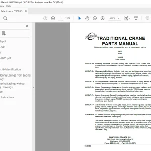 Manitowoc Traditional Crane 3900 Parts Manual SN 39802 PDF