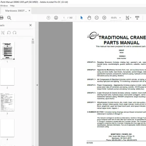 Manitowoc Traditional Crane 3900 Parts Manual SN 399063 PDF