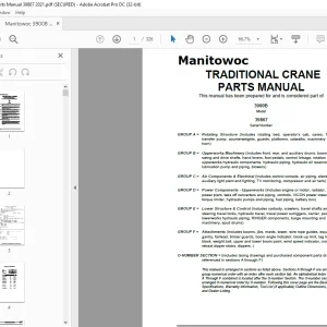 Manitowoc Traditional Crane 3900B Parts Manual SN 39867 - PDF DOWNLOAD