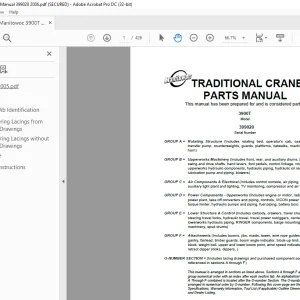 Manitowoc Traditional Crane 3900T Parts Manual SN 399020 - PDF DOWNLOAD