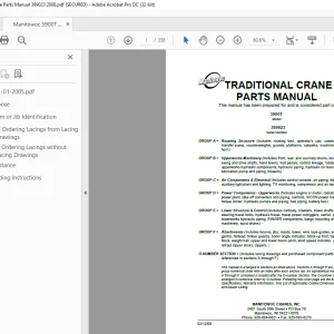 Manitowoc Traditional Crane 3900T Parts Manual SN 399023 PDF