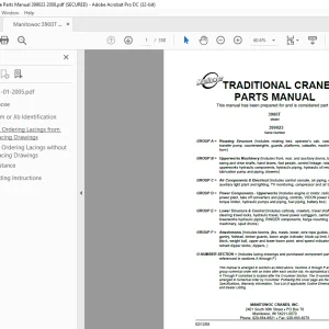 Manitowoc Traditional Crane 3900T Parts Manual SN 399023 - PDF DOWNLOAD