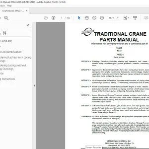 Manitowoc Traditional Crane 3900T Parts Manual SN 399024 PDF
