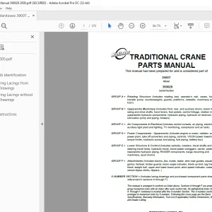 Manitowoc Traditional Crane 3900T Parts Manual SN 399028 - PDF DOWNLOAD
