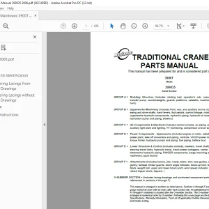 Manitowoc Traditional Crane 3900T Parts Manual SN 399035 - PDF DOWNLOAD