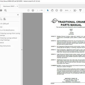 Manitowoc Traditional Crane 3900T Parts Manual SN 399049 PDF