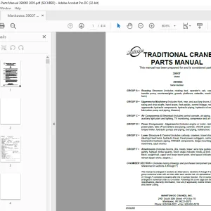 Manitowoc Traditional Crane 3900T Parts Manual SN 399065 PDF