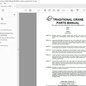Manitowoc Traditional Crane 3900T Parts Manual SN 39959 - PDF DOWNLOAD