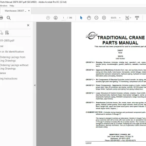 Manitowoc Traditional Crane 3900T Parts Manual SN 39979 - PDF DOWNLOAD