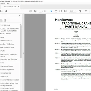 Manitowoc Traditional Crane 3900T Parts Manual SN 41759 PDF