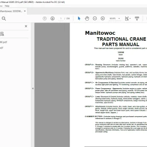 Manitowoc Traditional Crane 3900W Parts Manual SN 30265 - PDF DOWNLOAD