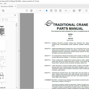 Manitowoc Traditional Crane 3900W Parts Manual SN 393122 - PDF DOWNLOAD
