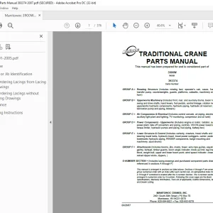 Manitowoc Traditional Crane 3900W Parts Manual SN 393374 PDF