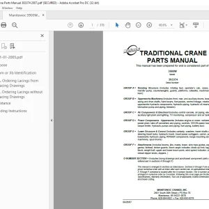 Manitowoc Traditional Crane 3900W Parts Manual SN 393374 - PDF DOWNLOAD