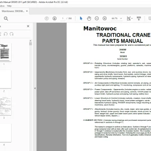 Manitowoc Traditional Crane 3900W Parts Manual SN 395005 PDF