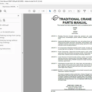 Manitowoc Traditional Crane 3900W Parts Manual SN 395007 PDF