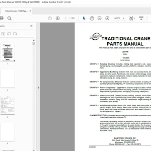 Manitowoc Traditional Crane 3900W Parts Manual SN 395016 PDF