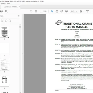 Manitowoc Traditional Crane 3900W Parts Manual SN 395018 - PDF DOWNLOAD