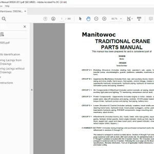 Manitowoc Traditional Crane 3900W Parts Manual SN 395028 - PDF DOWNLOAD