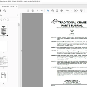 Manitowoc Traditional Crane 3900W Parts Manual SN 395041 PDF