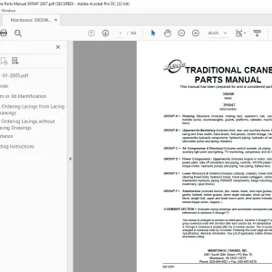 Manitowoc Traditional Crane 3900W Parts Manual SN 395047 PDF