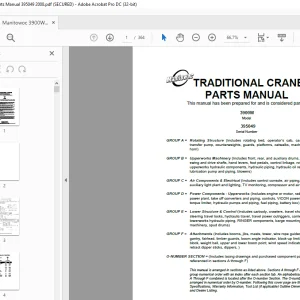 Manitowoc Traditional Crane 3900W Parts Manual SN 395049 - PDF DOWNLOAD