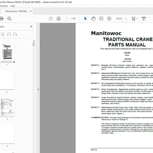 Manitowoc Traditional Crane 3900W Parts Manual SN 395242- PDF DOWNLOAD