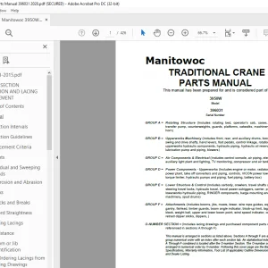 Manitowoc Traditional Crane 3950W Parts Manual 396031  -PDF DOWNLOAD