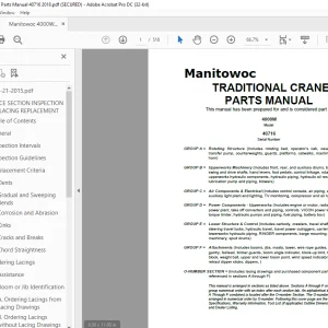 Manitowoc Traditional Crane 4000W Parts Manual 40716 - PDF DOWNLOAD