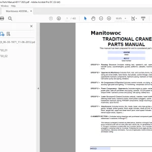Manitowoc Traditional Crane 4000W Parts Manual SN 40117 - PDF DOWNLOAD