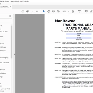Manitowoc Traditional Crane 4000W Parts Manual SN 40160 - PDF DOWNLOAD